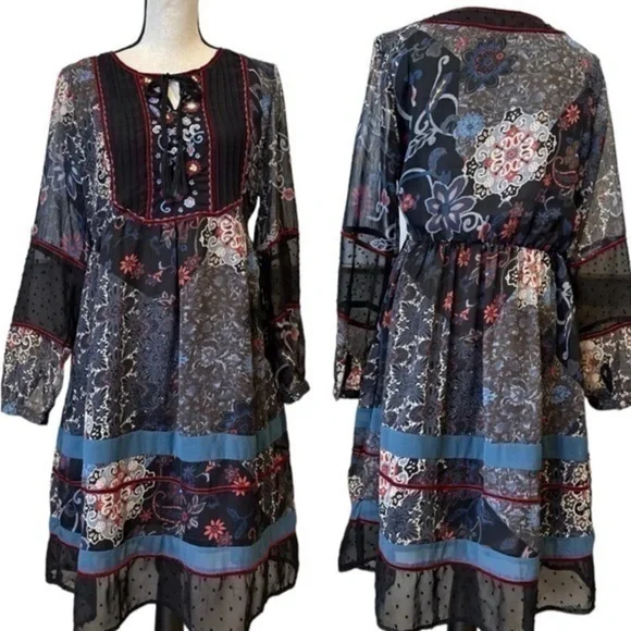 Double D Ranch “Lakota” Gypsy velvet trimmed bejeweled dress NWOT - Picture 4 of 13